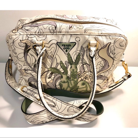 Prada Bunny Print Top Handle Bag - Picture 2 of 7
